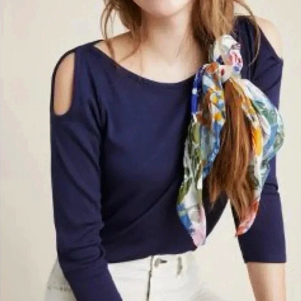 Anthropologie Jane Ribbed Open Shoulder Top | NWOT